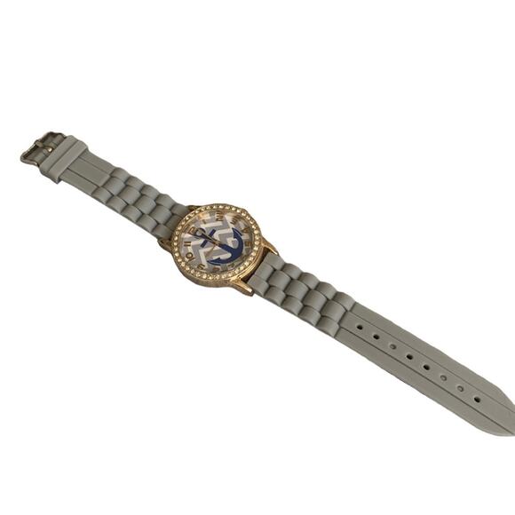 Charming Charlie Grey Navy Anchors Away Rhinestone Bezel Quartz Movement Watch - Picture 5 of 6